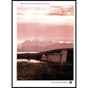 1992 Christian Brothers Brandy Vintage Print Ad Lake Mountains Sunrise Wall Art